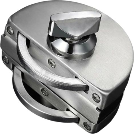 Serrure Pour Porte En Verre - Sans Perçage - Acier Inoxydable - Compatible Verre Trempé 8 À 12 Mm - Pour Porte Coulissante Double Ou Centrale - 1 Pièce (1/5)
