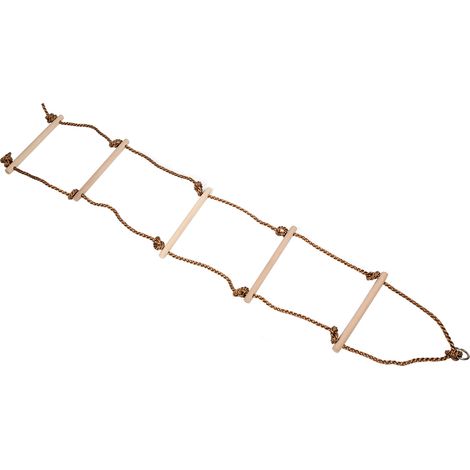 Échelle de Grimpeur en Bois 5 Barreaux - Jeu d'Équilibre Extérieur pour Enfants, Parcours Aventure et Fitness (1/5)