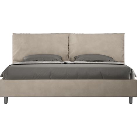Letto Matrimoniale King Size 200x210 cm Senza Rete Imbottito in Microfibra Antea Large Sabbia (1/5)