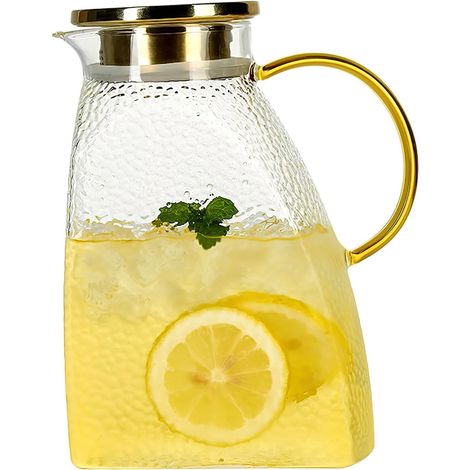 Bouteille d'eau en verre, pichet, pour réfrigérateur, avec couvercle (1/5)