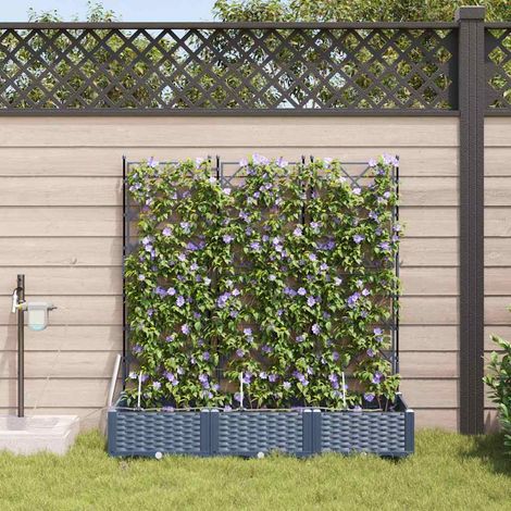 Garden Planter 3 pcs Grey 120 x 40 x 126 cm PP vidaXL (1/5)
