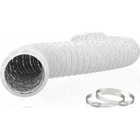 Manguera de escape flexible de PVC y aluminio de 150 mm de diámetro y 6 m de longitud - Tubo de ventilación para extractor de aire, aire acondicionado, secadora (ø150mm6m, blanco) - RAPANDA (1/4)