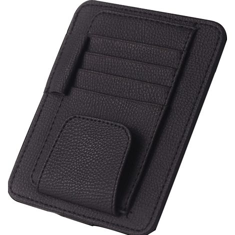 Organizador pequeño de cuero para parasol de coche y camión: soporte para gafas de sol, tarjetero, porta documentos (documentación del coche, permiso de conducir, seguro), bolígrafo, bálsamo labial.