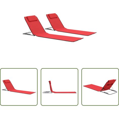 Strandmatte -  Klappbare Strandmatte 2 Stk. Stahl und Stoff Rot