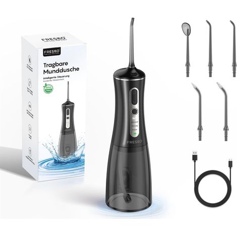 Hydropulseur Dentaire Portable 300 ml Irrigateur Buccal  4 Modes 45-105 PSI, Batterie 2600 mAh, Étanche IPX7, 5 Buses Pour Appareils Dentaires Et Implants (1/5)