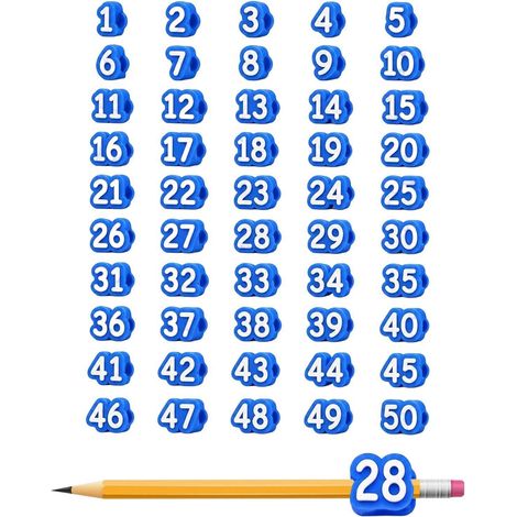 50 PCs Générique Embout De Crayon Breloques Réutilisables Numérotés Pour Crayon Pour Les Enseignants Étudiants Écriture Manuscrite Fournitures Scolaires Classe À La Maison École (1/5)