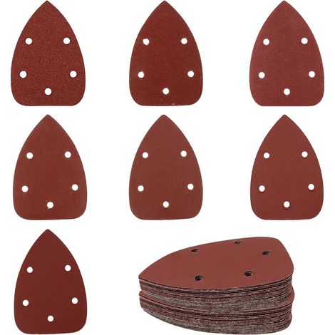 Lntyq 70 Stück Dreieckiges Schleifpapier, 5 Löcher Schleifdreiecke, Schleifpapier für Schleifmaschine mit Körnung 40/60/80/120/180/240/320 zum Schleifen von Holz