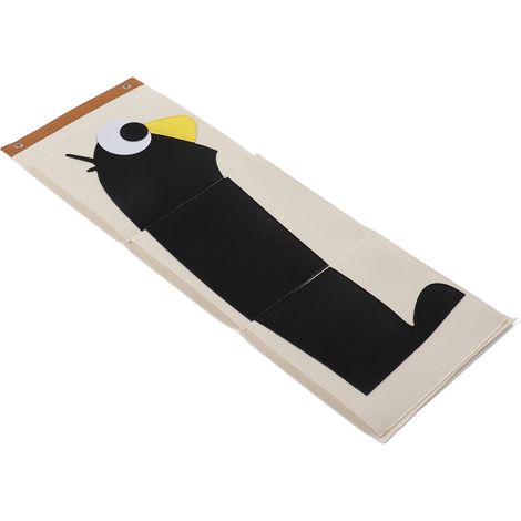 Wandmontierte Aufbewahrungstasche, 3-lagig, für Kleiderschrank, Kinderbett, mit Pinguinmotiv aus Filz, zum Aufhängen über der Tür, 100,7 x 35 cm (1/5)