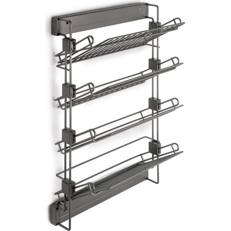 Porte-Chaussures latéral Coulissant pour placards et Dressing Quartz, Gauche, Acier, Titane (1/5)