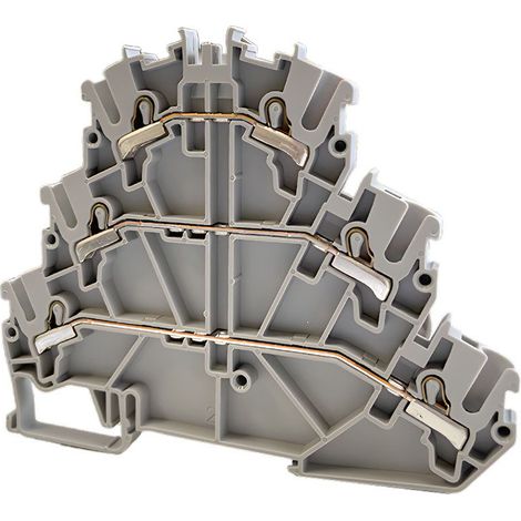 Borne de jonction trois étages à ressort 2,5mm² - pas 5mm - grise - type PushFit - IMO (1/2)