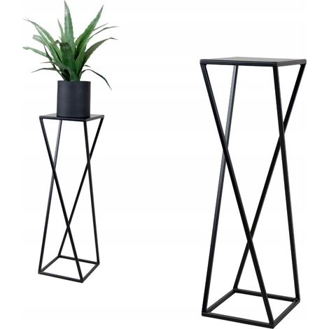 Supporto per fiori in metallo stile loft, nero, moderno, Ernee M 19x19x62 (1/5)