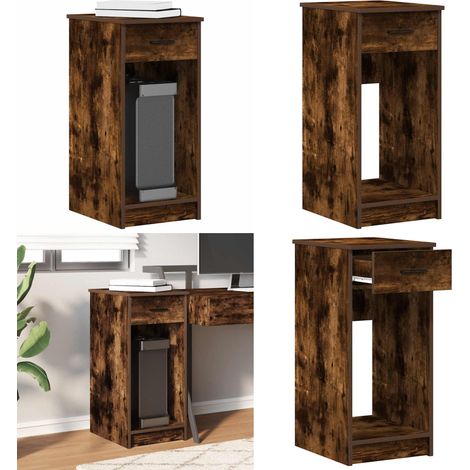 vidaXL Support de tour d'ordinateur et tiroir chêne fumé 35x45x77 cm (1/5)