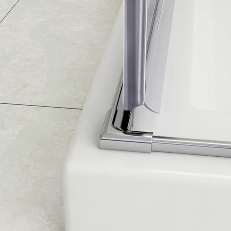 Barre de protection contre les éclaboussures pour joint de douche 95 cm en aluminium chromé pour la joint inférieur de paroi de douche, joint de rechange pour baignoire, déflecteur d'eau pour cabine (1/5)