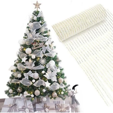 Guirlande de décoration - Non spécifié - Ruban en maille dorée - 26 cm x 10 m - Extérieur - Noël (1/4)