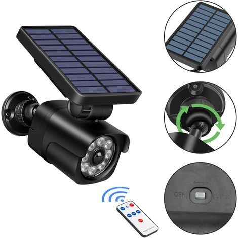 Camera Factice Exterieur, Projecteur Solaire avec Detecteur de Mouvement Exterieur, Eclairage Exterieur Solaire durable,IP65 étanche, Lumiere Solaire Exterieur (1/4)
