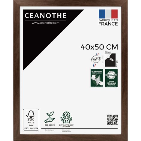Cadre Photo Marron 40x50 cm et 50x40 cm - Convient au A3 – Cadre pour Photo 40x50 cm, Affiche ou Poster - Cadre Photo Eternel Marron 40x50 cm - Fabriqué en France - Verre acrylique Incassable (1/5)