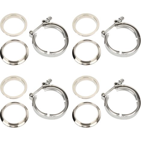 Kit de brides de serrage en V, 4 pièces, 3 pouces, en acier inoxydable, argent, universel pour systèmes d'échappement Turbo, tuyau de descente (1/5)
