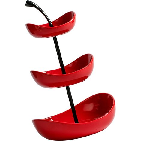 Piatto da portata portatile a 3 scomparti - Rosso (1/2)