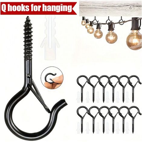 40 pièces de crochets de plafond résistants, pour usage intérieur-extérieur, crochets pour plantes suspendues, guirlandes LED pour fêtes, carillons éoliens, garage (1/5)