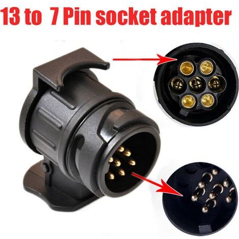 Adaptateur 13 Broches vers 7 Broches pour Remorque Prise 13 Broches pour Remorque de Voiture-Tracteur-Caravane-Porte-Vélo