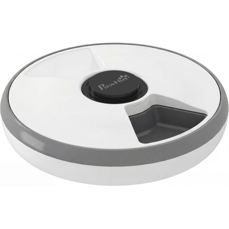 Distributore automatico di cibo wireless per animali domestici con timer, programmabile fino a 6 pasti, display a LED, elemento refrigerante, colore grigio, installazione esterna. (1/5)