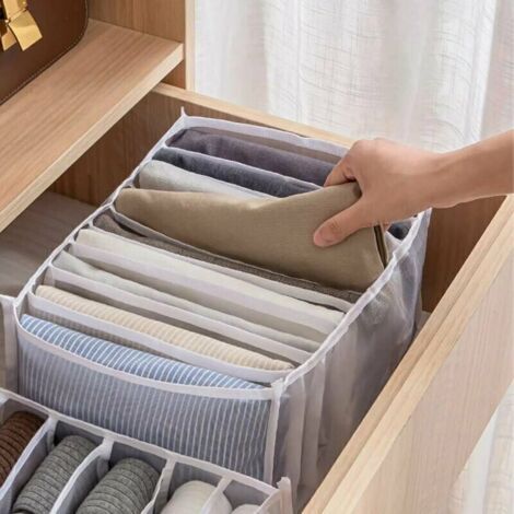 NALOOKAMIC Boîte de Rangement pour Jeans,4 Pièces Organisateur de Garde-robe,Rangements Boîtes de Jeans,Boîte Séparation Maille Tiroir à Vêtements, pour Pantalons, Jeans, Pulls,T-Shirt,Pantalon,Chemis