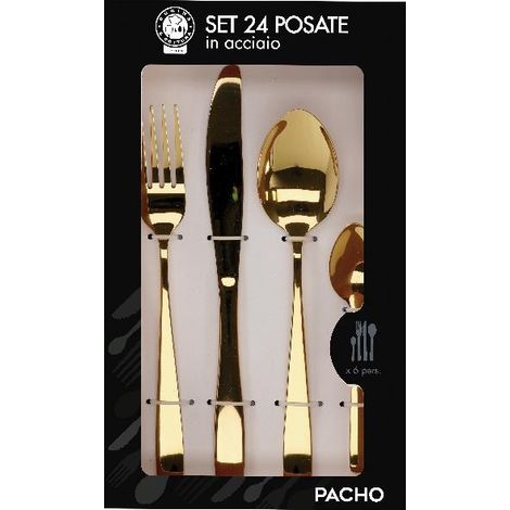 Servizio di Posate da Tavola in Acciaio Pacho Oro 24 Pezzi (1/2)