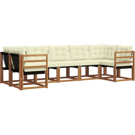 Outdoor Sofa Set with Cushion 7 pcs Natural and Cream vidaXL (1/5)