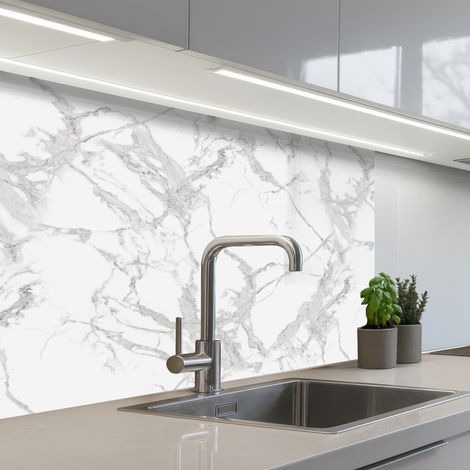 Kitchen Splashback Marble - Pure - Gray - Veins 80x60 cm