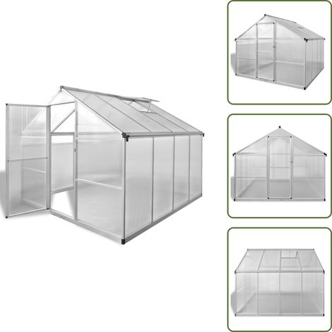 Serre renforcée en aluminium avec cadre de base 6,05 m² - Serre De Jardin - Serre En Aluminium - Serre Transparente - Serre Polycarbonade - Abri Jardin