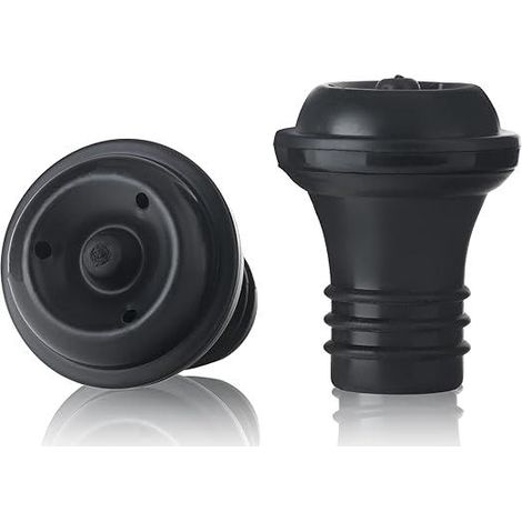 Lot de 2 bouchons à vin sous vide avec pompe, étanches et réutilisables, conservation optimale des bouteilles, design pratique pour cave et cuisine. (1/5)