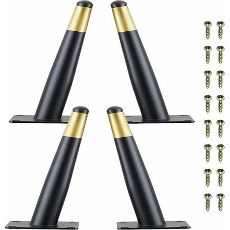 Set de 4 Pieds de Meuble 10cm Noir et Doré Pieds pour Table Chaise en Métal avec Base Silencieuse Antidérapante (1/5)