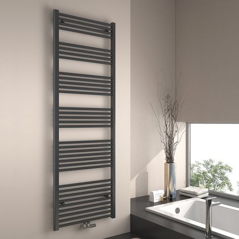EMKE Scaldasalviette ad acqua calda, Radiatore scaldasalviette con collegamento centralizzato Antracite 180x60cm 860 Watt