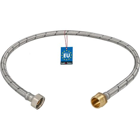 KOTARBAU® Flexible Robinet 1/2" x 1/2" - Flexible Eau - Tuyau Robinet 80 cm - Mâle x Femelle - Rallonge Robinet Cuisine Flexible - Acier Inoxydable - Tuyau Flexible Plomberie (1/4)