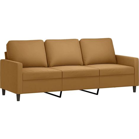 Divano a 3 Posti Sofa Marrone 180 cm in Velluto (1/5)