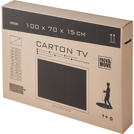 Carton de protection pour TV 47" – Déménagement écran plat – Dimensions 100 x 70 x 15 cm – Structure en carton ondulé – Pack And Move (1/4)