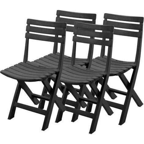 Chaise de jardin - JUANIO - Lot de 4 - Pliable - Anti-UV - Polypropylène gris anthracite (1/4)