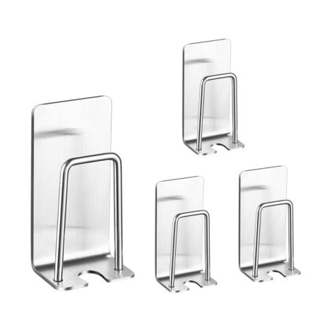 Portaspazzolino elettrico da parete a 4 pezzi con adesivo per bagno, portaspazzolino in acciaio inox, supporto per spazzolino senza trapano con 4 fori, adatto a bambini e adulti (argento) (1/5)