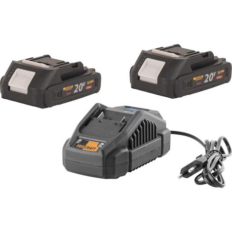 Procraft Starter Pack 20 V 20/2,4 A Cargador + 2x 20/2 A Batería 2,0 Ah