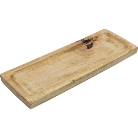 Mango Holztablett natur - 35 x 13 cm - Advents Kerzen Tablett - Weihnachts Deko Obst Schale Teller