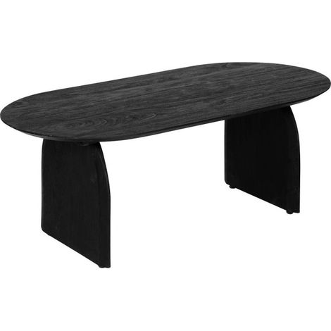 Atmosphera – Table basse fixe en bois manguier 120cm – Noir – Forme ovale – Dimensions L. 120 x l. 60 x H. 45 cm – Design minimaliste (1/5)