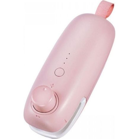 2-in-1-Mini-Vakuumversiegeler, wiederaufladbar über USB, tragbarer Heißsiegeler für Chipstüten und Plastiktüten zur Lebensmittelaufbewahrung – Rosa