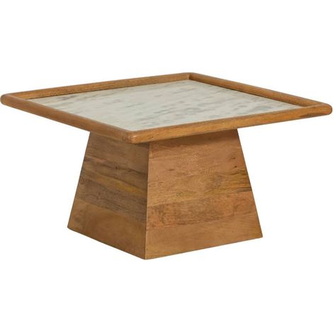 Table basse carrée en bois de manguier et marbre Adler (1/5)