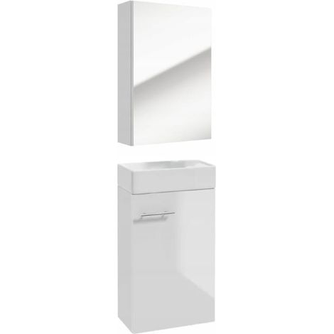 Ensemble meuble de salle de bain avec vasque 60x40 + meuble de salle de bain avec miroir 40x60 Napoli (1/5)