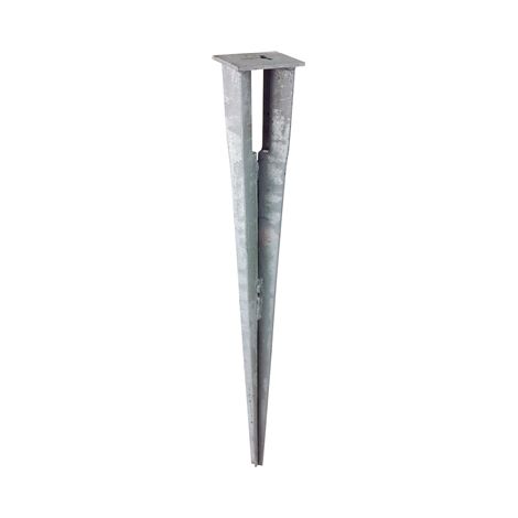 Winox – Support ancre à enfoncer pour poteau en acier galvanisé – Hauteur 500mm – Platine 80x80mm – Fixation par enfoncement – Pour clôture en grillage