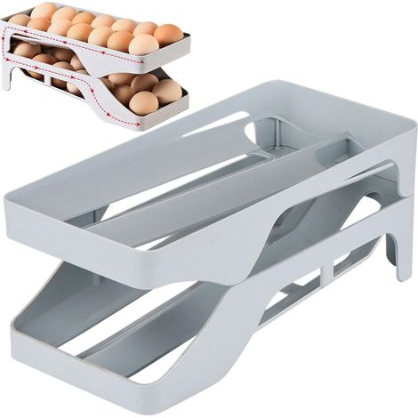 Porte-œufs à roulettes automatiques Rangement pour œufs compact Porte-œufs pour porte de réfrigérateur Distributeur d'œufs à roulettes pour comptoir de cuisine avec système de rangement automatique (1/5)