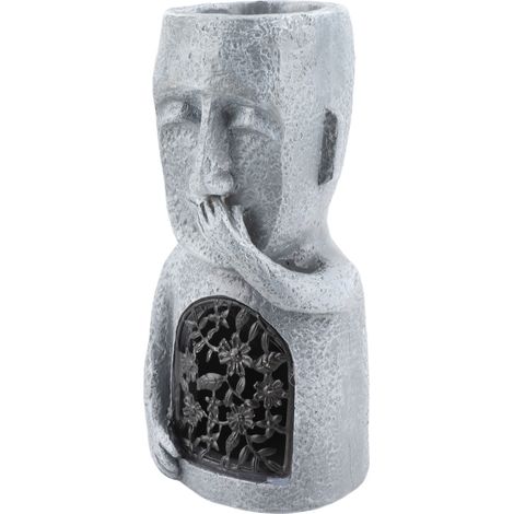 Statue de jardin résine Easter Island avec lumière LED décorative 600g [9.3x7x25cm]