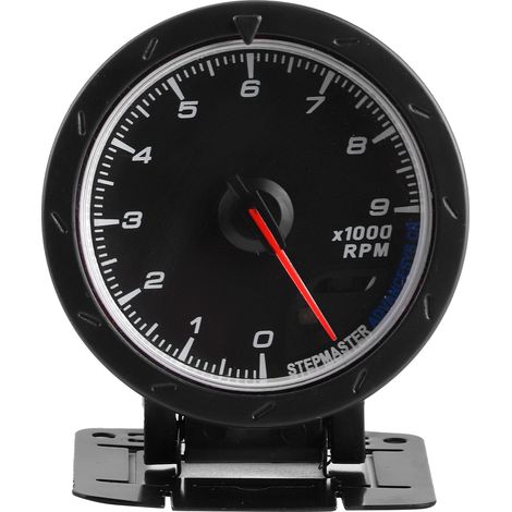 Drehzahlmesser 0–9000 U/min, weiß/rotes Zifferblatt, LED-Hintergrundbeleuchtung, 65 mm Durchmesser, 12 V, Kfz-Anzeige (1/5)