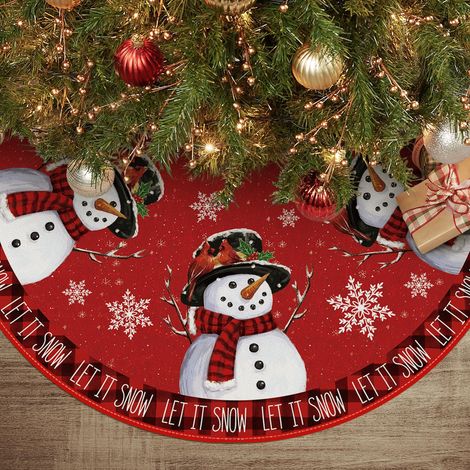 Jupe de sapin de Noël bonhomme de neige de 91 cm, tapis de sapin festif pour les fêtes de fin d'année et d'hiver, pour décorations intérieures et extérieures (1/5)