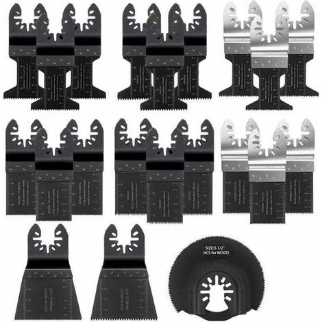 Lame de Scie Oscillante, 21PCS Mixte Outil Multi-Usage Kit, avec Accessoires de Universel Outil Multifonction Oscillant à Libération Rapide pour Coupe General Multi-Tool (Noir)..DEBUNS